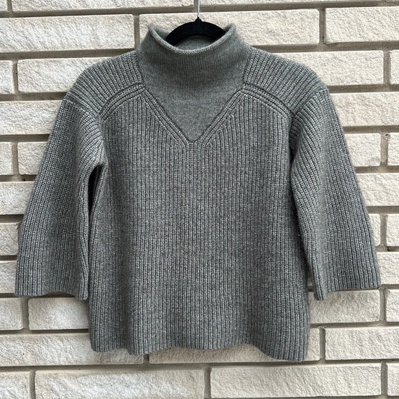 Ellen Tracy Wool Mock Neck Sweater with 3/4 Length Sleeves Size S - Picture 2 of 9